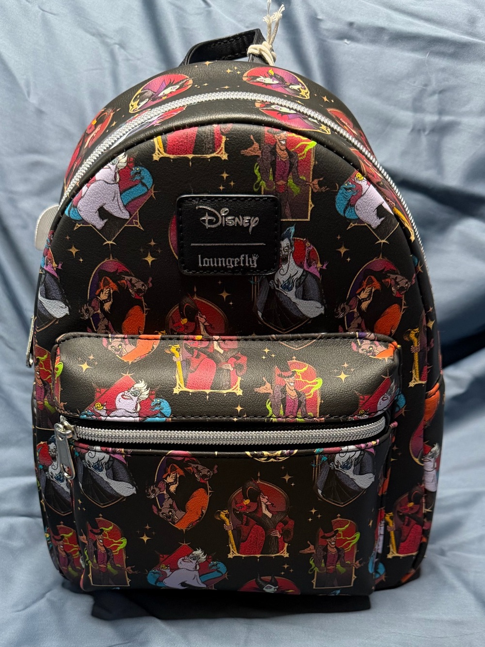 Loungefly Black Disney Villains Mini Backpack with Character Print NWT